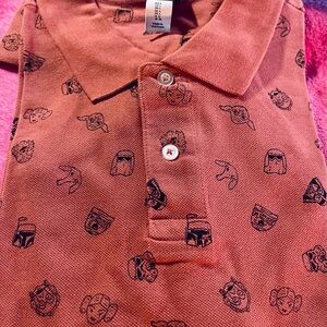 NEW Disney Mens Short Sleeve Polo Shirt with Star Wars Character All Over Print